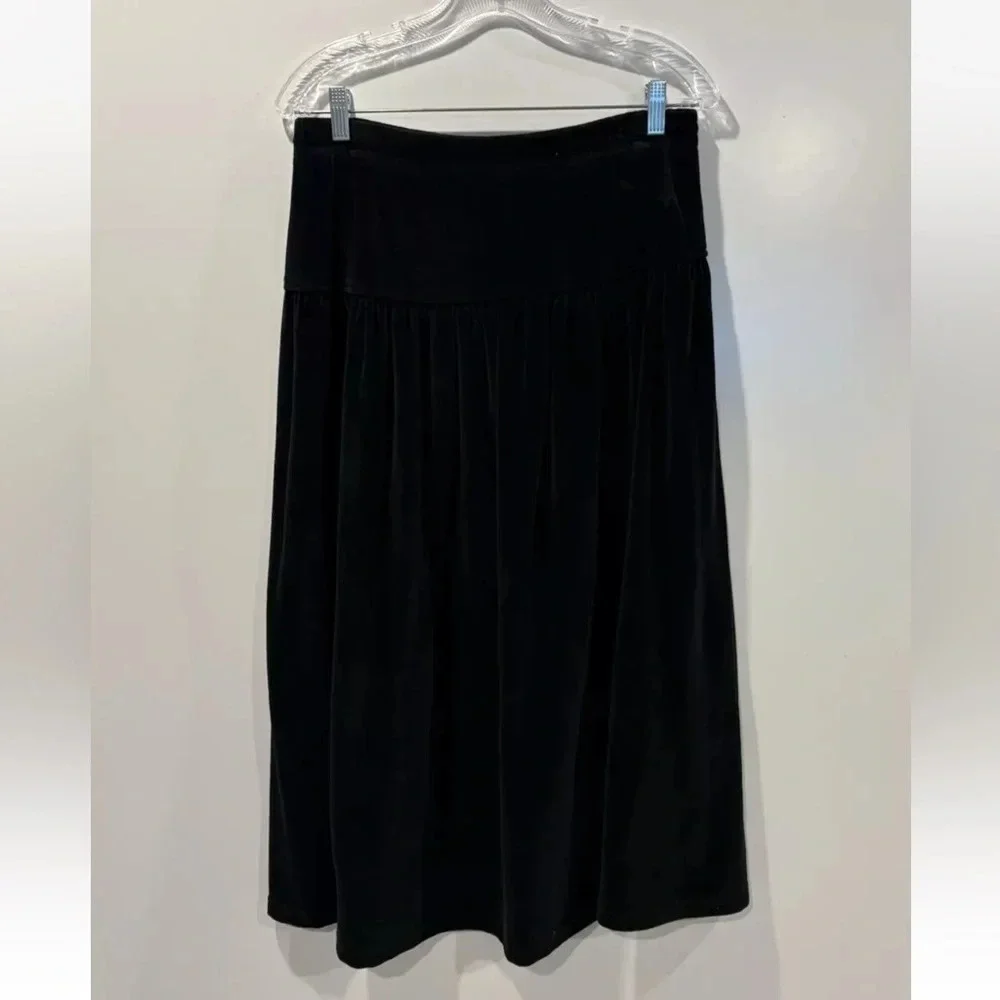 Vintage Liz Claiborne Lizsport Black Velvet Drop Waist Skirt Women’s Large (132)